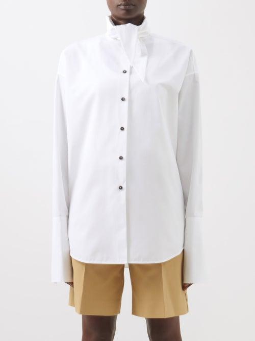 Jil Sander - Scarf Tie-neck Cotton-poplin Shirt - Womens - White