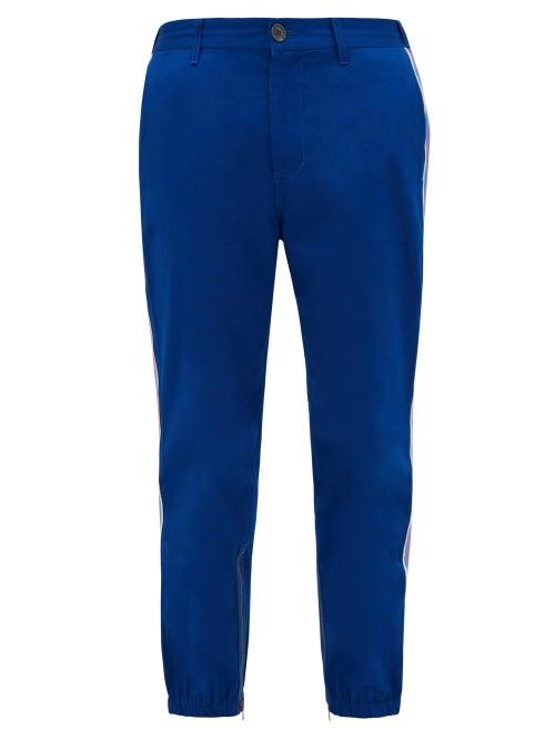 Matchesfashion.com Gucci - Side-stripe Cotton-gabardine Chino Trousers - Mens - Blue
