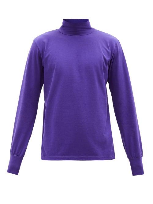 Sacai - High-neck Cotton-jersey Long-sleeved Top - Mens - Purple
