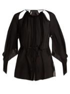 Matchesfashion.com Roland Mouret - Normanby Silk Crepe Tie Blouse - Womens - Black