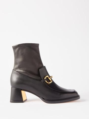 Gucci - Horsebit 60 Leather Ankle Boots - Womens - Black