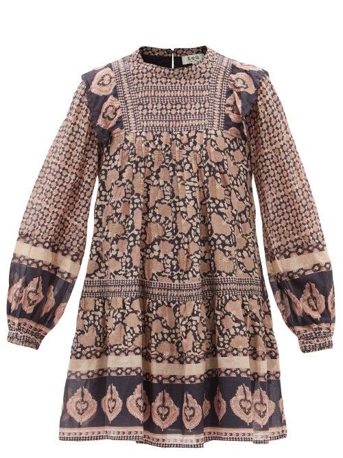 Sea - Margo Ruffled Floral-print Cotton-poplin Dress - Womens - Pink Multi