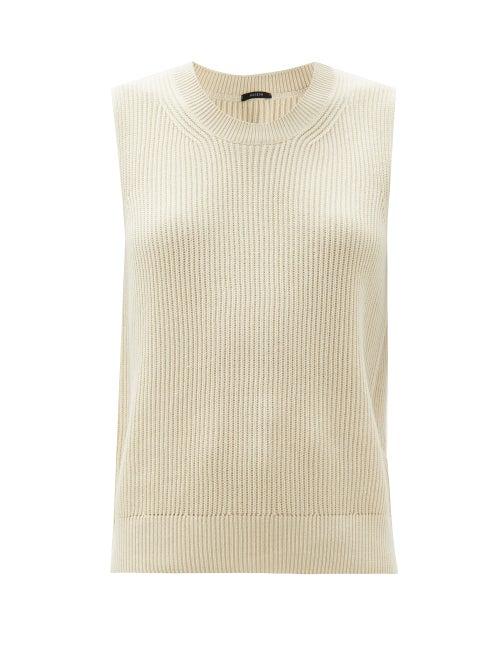 Matchesfashion.com Joseph - Rib-knitted Cotton Sleeveless Sweater - Womens - Ivory