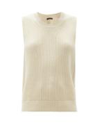 Matchesfashion.com Joseph - Rib-knitted Cotton Sleeveless Sweater - Womens - Ivory