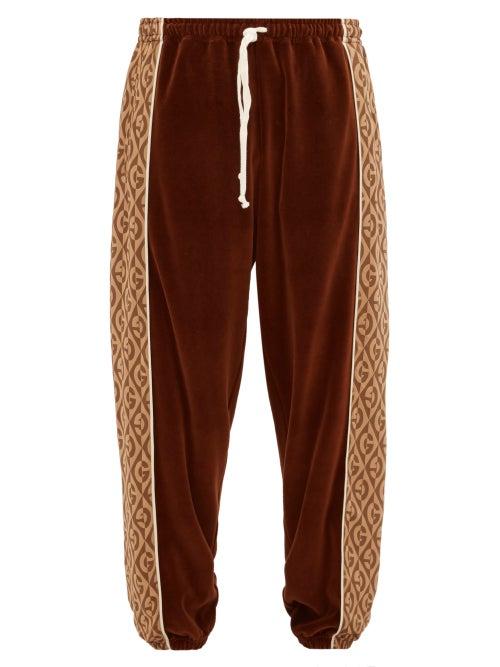 Matchesfashion.com Gucci - G Jacquard Velour Track Pants - Mens - Brown Multi