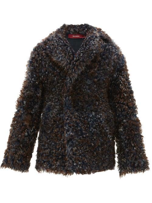 Matchesfashion.com Sies Marjan - Emery Tigardo Double Breasted Shearling Pea Coat - Mens - Navy Multi