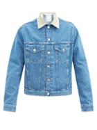 Matchesfashion.com Helmut Lang - Contrast-collar Denim Jacket - Mens - Blue