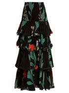 Johanna Ortiz Horn Of Africa Tiered Floral-print Skirt