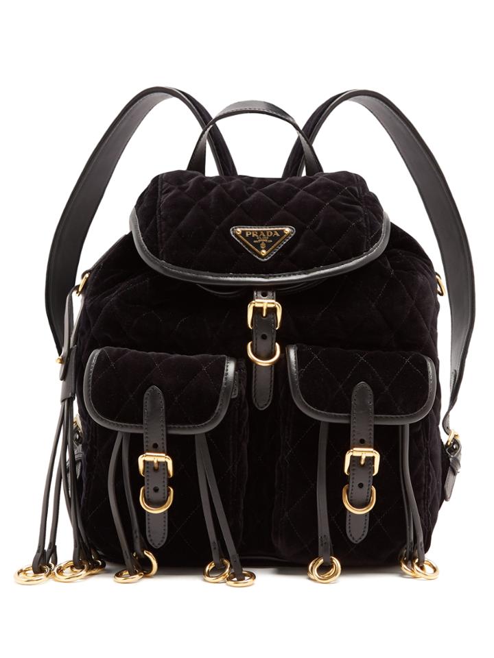Prada Leather-trimmed Quilted-velvet Backpack