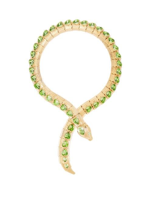 Matchesfashion.com Gucci - Crystal Embellished Snake Necklace - Womens - Green