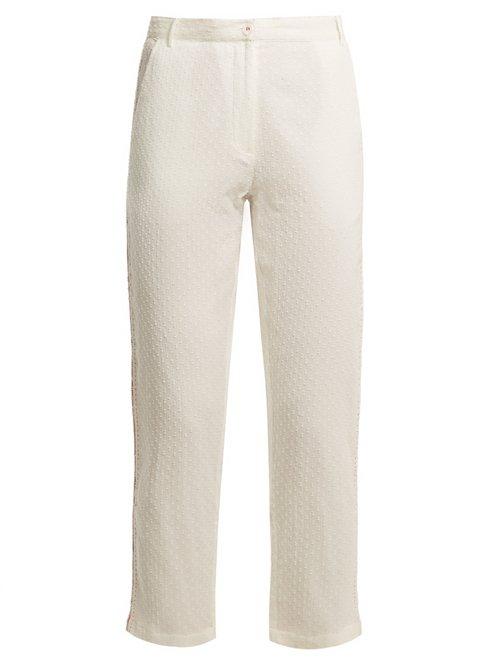 Matchesfashion.com Mes Demoiselles - Dobby Dot Cotton Trousers - Womens - White