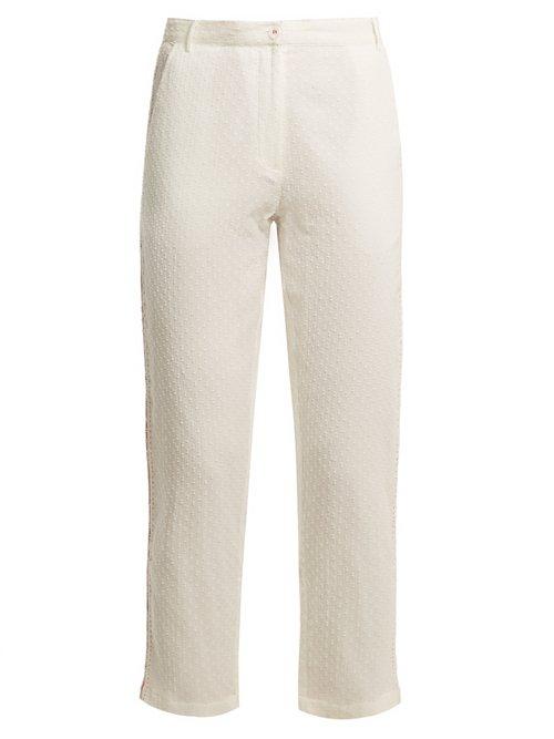 Matchesfashion.com Mes Demoiselles - Dobby Dot Cotton Trousers - Womens - White