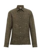 Matchesfashion.com 73 London - Tomcat Animal Print Silk Chiffon Shirt - Mens - Khaki Multi