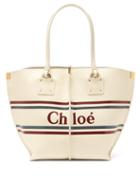 Matchesfashion.com Chlo - Vick Logo Stripe Leather Tote - Womens - White Multi