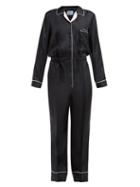Matchesfashion.com Prada - Logo Patch Silk Satin Jumpsuit - Womens - Black Multi