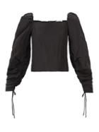 Rejina Pyo - Edie Puffed-sleeve Crinkled-satin Blouse - Womens - Black