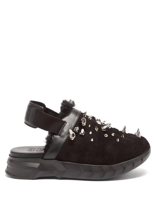 Givenchy - Marshmallow Studded Suede Slingback Loafers - Womens - Black