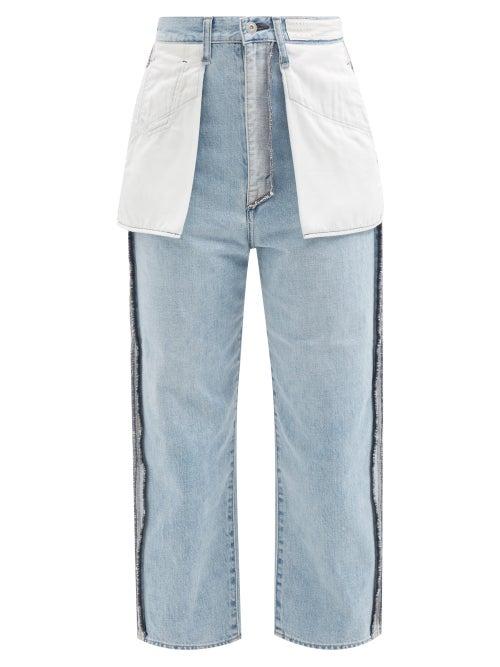 Kuro - Reverse-construction Cropped Jeans - Womens - Light Denim