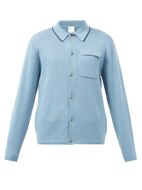 Paul Smith - Press-stud Merino-wool Cardigan - Mens - Blue