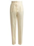 Matchesfashion.com Giuliva Heritage Collection - High Rise Wool Smoking Trousers - Womens - Ivory