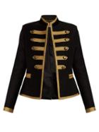 Matchesfashion.com Saint Laurent - Passementerie Trim Cotton Military Jacket - Womens - Black Gold