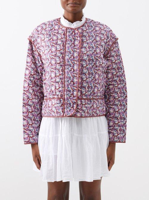 Isabel Marant Toile - Gelio-print Quilted-cotton Jacket - Womens - Light Pink Multi