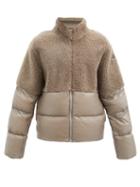 Matchesfashion.com Moncler + Rick Owens - Coyote Shearling And Quilted Down Jacket - Mens - Grey