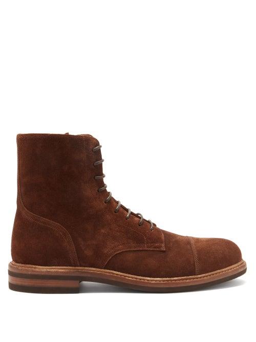 Matchesfashion.com Brunello Cucinelli - Lace-up Suede Boots - Mens - Dark Brown