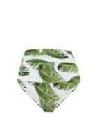 Matchesfashion.com Melissa Odabash - Caribe High Rise Palm Print Bikini Briefs - Womens - White Print