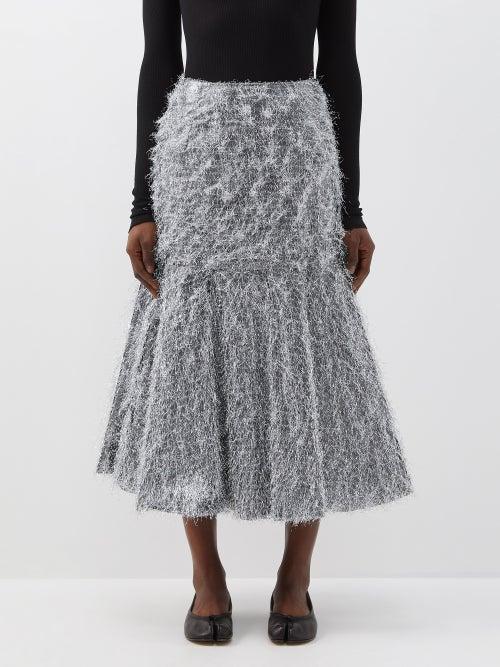 Molly Goddard - Nitra Metallic-nylon Midi Skirt - Womens - Silver