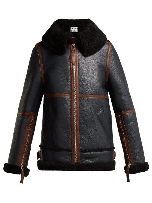 Matchesfashion.com Acne Studios - Panelled Shearling Jacket - Womens - Navy
