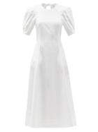 Ladies Rtw Gabriela Hearst - Corinne Puff-sleeve Cotton-poplin Dress - Womens - White