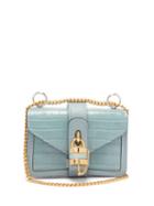 Matchesfashion.com Chlo - Aby Mini Crocodile Embossed Leather Shoulder Bag - Womens - Blue