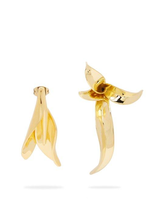 Matchesfashion.com Ryan Storer - Sansevieria Gold Plated Mismatched Earrings - Womens - Gold