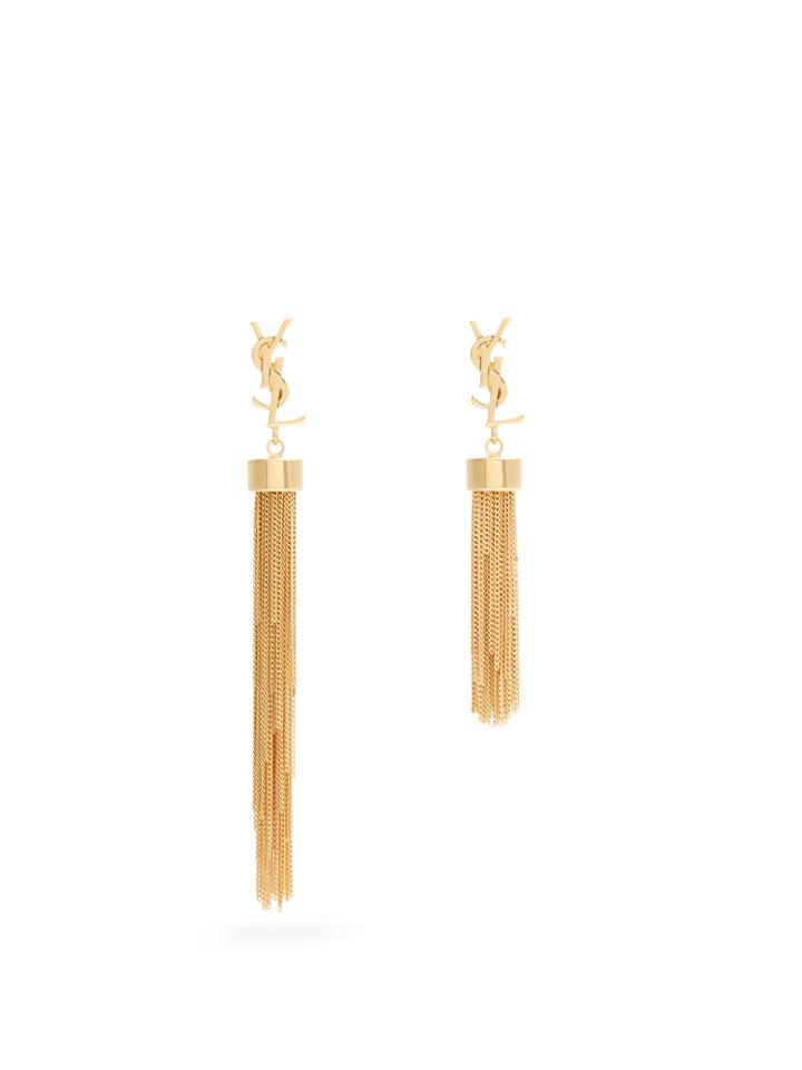 Saint Laurent Monogram Tassel Clip-on Earrings