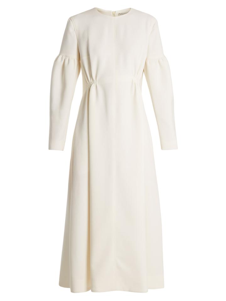 Emilia Wickstead Cecil Smocked-waist Wool-crepe Dress