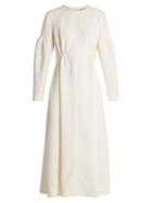 Emilia Wickstead Cecil Smocked-waist Wool-crepe Dress
