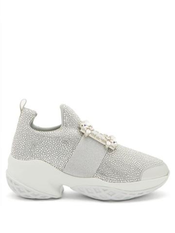 Matchesfashion.com Roger Vivier - Viv Run Crystal-embellished Buckled Trainers - Womens - Silver