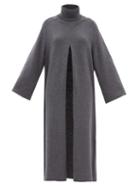 Joseph - Viviane Roll-neck Cutout Open-front Wool Dress - Womens - Dark Grey