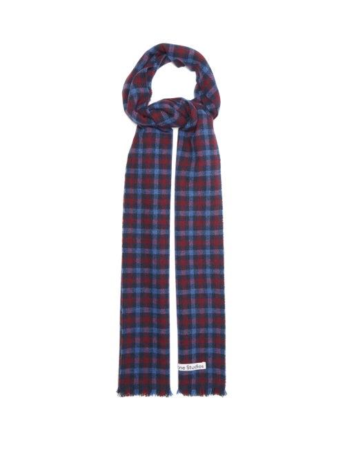 Matchesfashion.com Acne Studios - Varney Checked Wool-blend Scarf - Womens - Blue Print