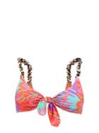 Matchesfashion.com Reina Olga - Luca Scrunchie-strap Bikini Top - Womens - Pink Print