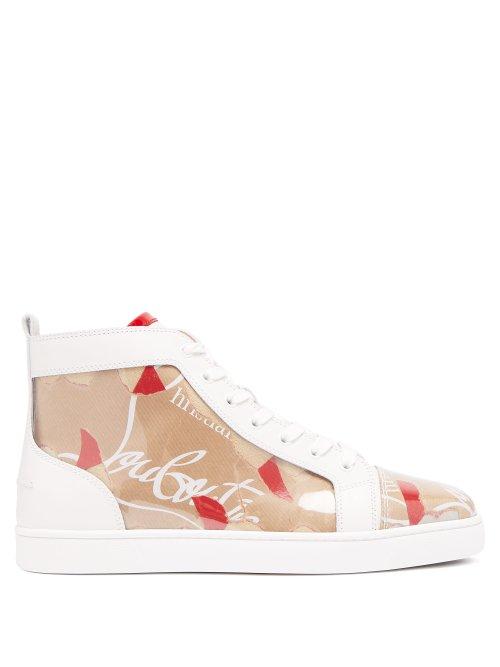Matchesfashion.com Christian Louboutin - Louis Kraft Logo High Top Trainers - Mens - Beige Multi