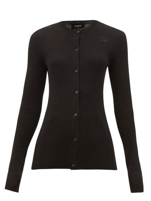 Matchesfashion.com Rochas - Logo-embroidered Cotton Cardigan - Womens - Black