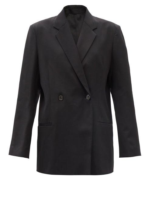 Totme - Double-breasted Grain-de-poudre Blazer - Womens - Black