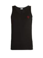 Matchesfashion.com Dolce & Gabbana - Logo Embroidered Cotton Blend Jersey Tank Top - Mens - Black
