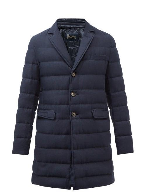 Herno - Norfolk Wool-blend Down-filled Overcoat - Mens - Navy