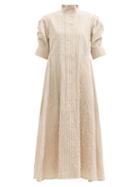 Matchesfashion.com Thierry Colson - Venetia Striped Crinkled-cotton Shirt Dress - Womens - Brown White