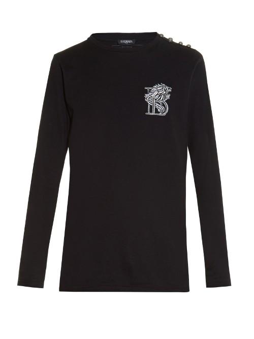 Balmain Logo-embroidered Long-sleeved T-shirt