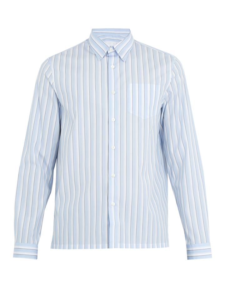 Prada Striped Single-cuff Cotton Shirt