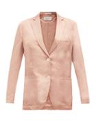 Matchesfashion.com Officine Gnrale - Paola Single-breasted Linen-blend Satin Jacket - Womens - Pink